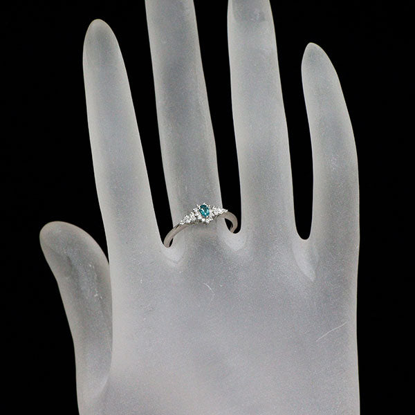 新品 Pt950 産地鑑別付 ブラジル産パライバ トルマリン ダイヤモンド リング 0.072ct D0.17ct 希少石 レアストーン【エスコレ】