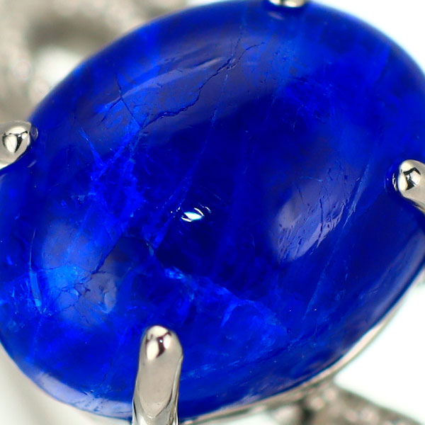 新品 Pt950 カボションカットアウイナイト ダイヤモンド リング 0.570ct D0.01ct 希少石 レアストーン【エスコレ】