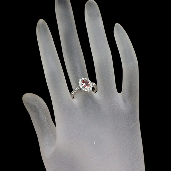 新品 希少 Pt950 ブラジル産シェリーピンクインペリアル トパーズ ダイヤモンド リング 0.750ct D0.46ct レアストーン【エスコレ】