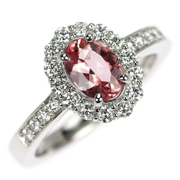 新品 希少 Pt950 ブラジル産シェリーピンクインペリアル トパーズ ダイヤモンド リング 0.750ct D0.46ct レアストーン【エスコレ】