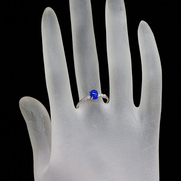 新品 希少 Pt950 カボション アウイナイト ダイヤモンド リング 0.56ct D0.03ct【エスコレ】
