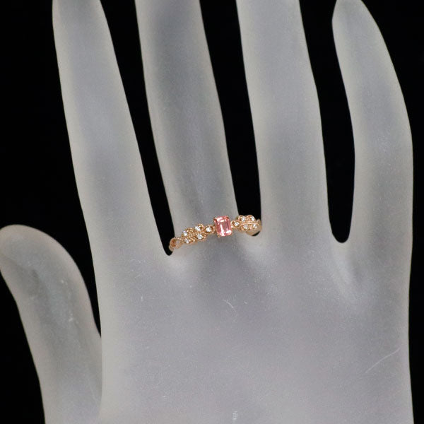 新品 希少 K18PG ナイジェリア産ヴェイリネナイト ダイヤモンド リング 0.19ct D0.04ct【エスコレ】