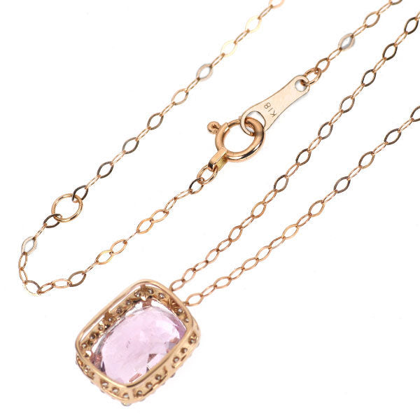 K18PG クンツァイト ダイヤモンド ペンダントネックレス 2.60ct D0.15ct