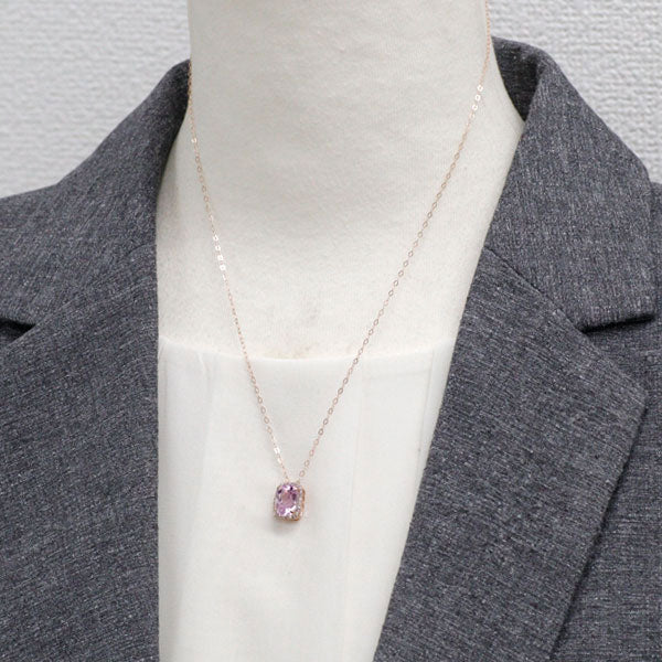 K18PG クンツァイト ダイヤモンド ペンダントネックレス 2.60ct D0.15ct