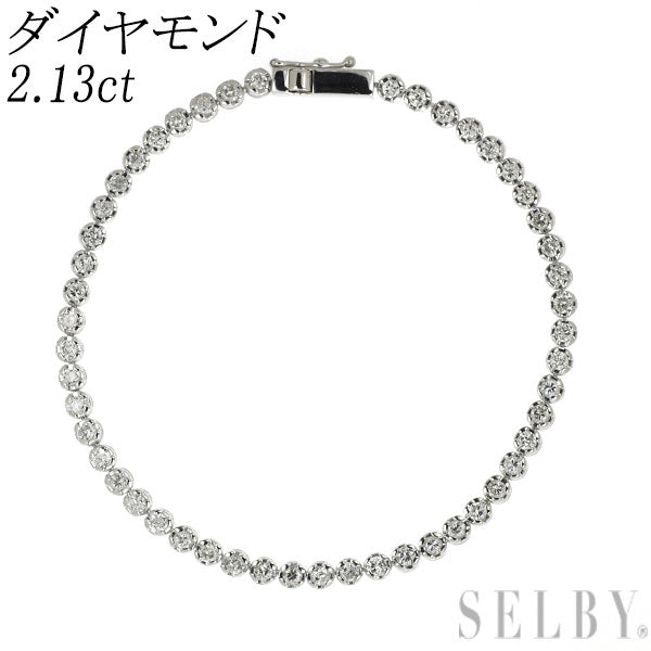 K14WG/ Pt900 ダイヤモンド ブレスレット 2.13ct テニス