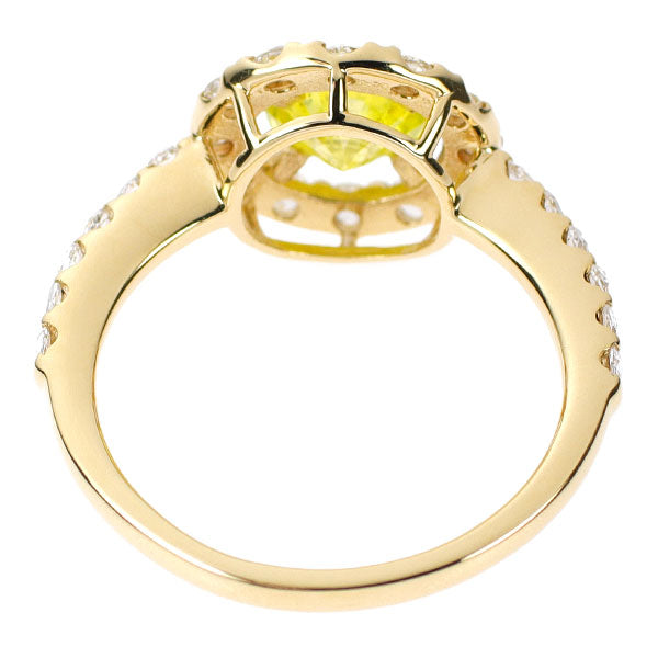 K18YG アップルグリーン ダイヤモンド ローズカットダイヤモンド リング 0.854ct FVYG I3 D0.36ct