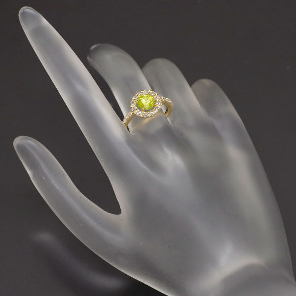 K18YG アップルグリーン ダイヤモンド ローズカットダイヤモンド リング 0.854ct FVYG I3 D0.36ct