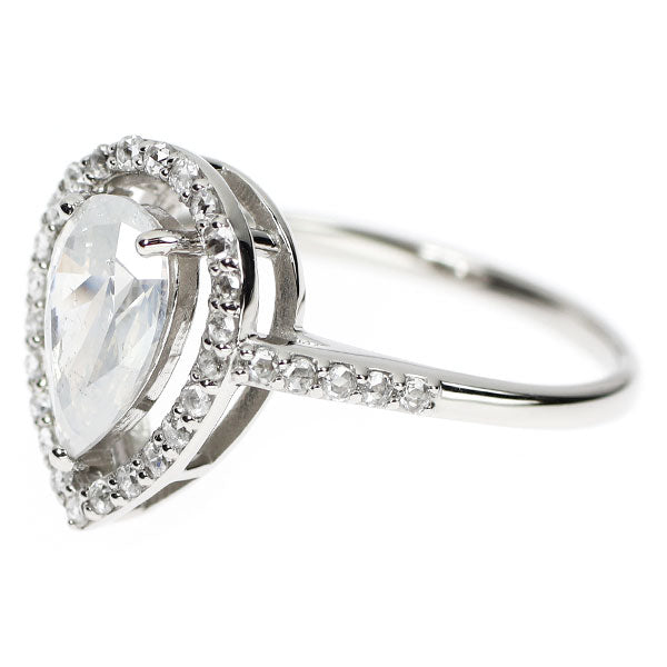 希少 Pt950 ファンシーホワイト ダイヤモンド ローズカットダイヤモンド リング 0.964ct FW I2 D0.19ct