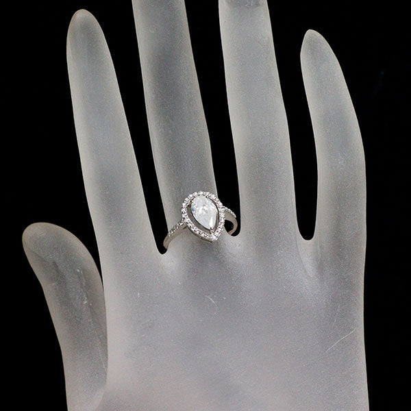 希少 Pt950 ファンシーホワイト ダイヤモンド ローズカットダイヤモンド リング 0.964ct FW I2 D0.19ct