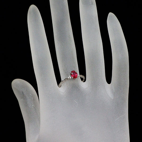 新品 Pt950 ピジョンブラッド ルビー ダイヤモンド リング 0.78ct D0.03ct 【エスコレ】