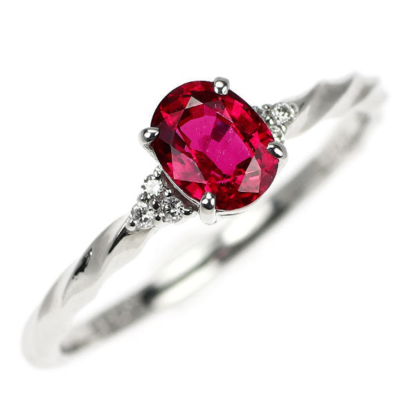 新品 Pt950 ピジョンブラッド ルビー ダイヤモンド リング 0.78ct D0.03ct 【エスコレ】
