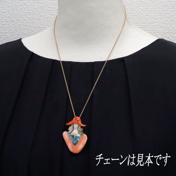 K18YG 珊瑚 シェル ダイヤモンド ペンダントトップ兼ブローチ 陽刻ヴィンテージ製品【ヒスコレ】