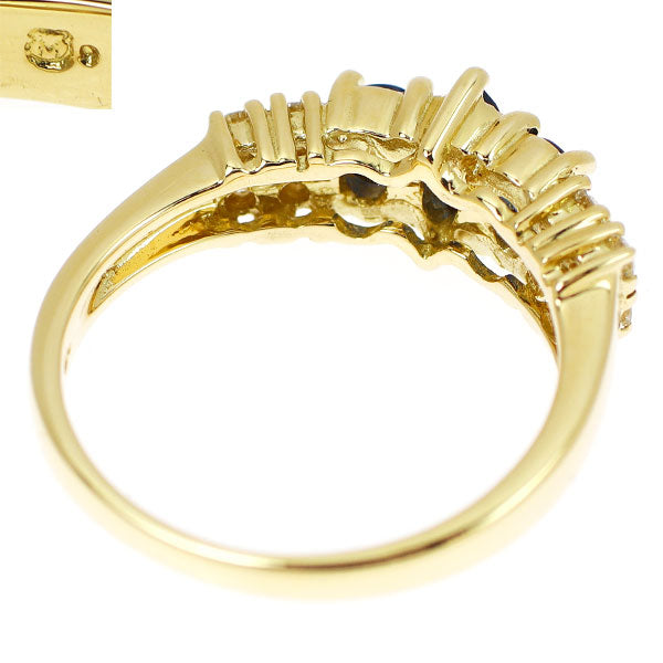 ミキモト K18YG サファイア ダイヤモンド リング 0.72ct D0.18ct