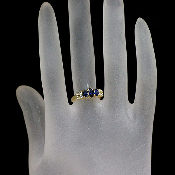 ミキモト K18YG サファイア ダイヤモンド リング 0.72ct D0.18ct