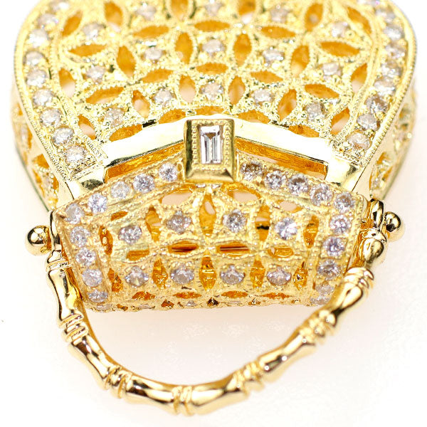 K18YG ダイヤモンド ペンダントトップ D0.57ct バッグモチーフ