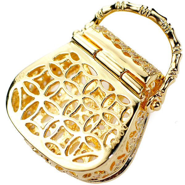 K18YG ダイヤモンド ペンダントトップ D0.57ct バッグモチーフ