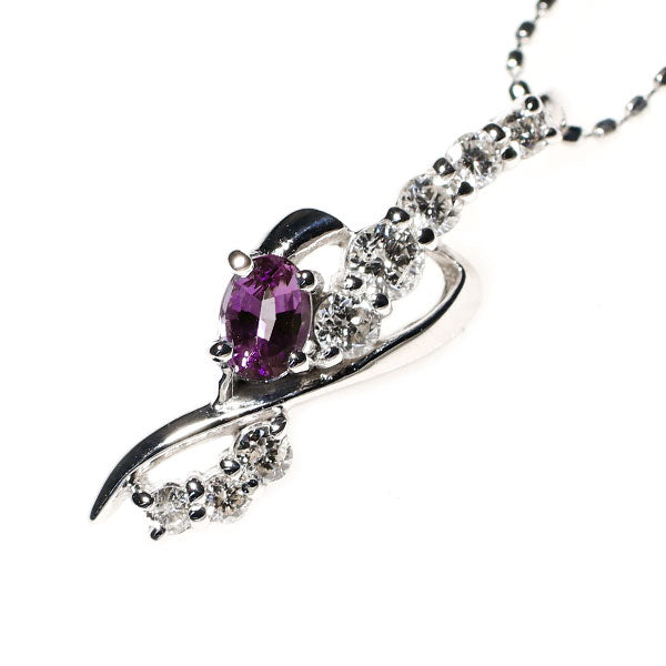 希少 K18WG アレキサンドライト ダイヤモンド ペンダントネックレス 0.22ct D0.23ct