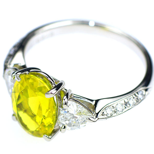 Pt900 カナリーイエロートルマリン ダイヤモンド リング 2.44ct D0.848ct