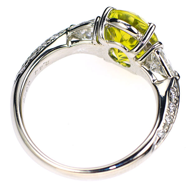 Pt900 カナリーイエロートルマリン ダイヤモンド リング 2.44ct D0.848ct