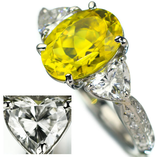 Pt900 カナリーイエロートルマリン ダイヤモンド リング 2.44ct D0.848ct