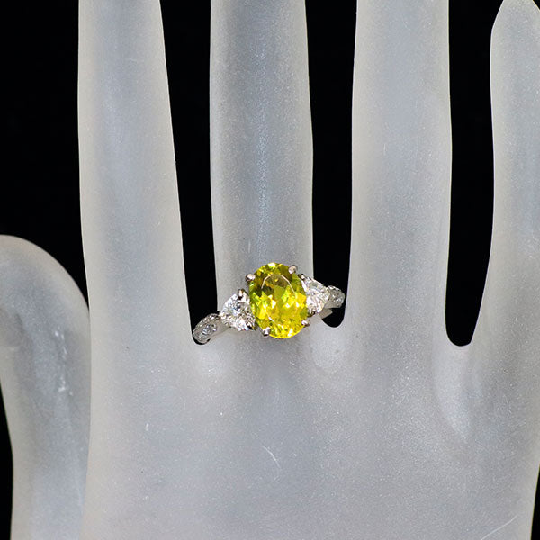 Pt900 カナリーイエロートルマリン ダイヤモンド リング 2.44ct D0.848ct