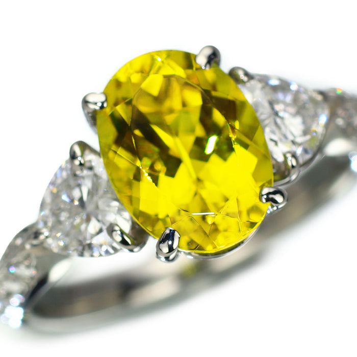 Pt900 カナリーイエロートルマリン ダイヤモンド リング 2.44ct D0.848ct