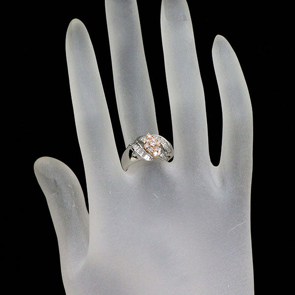 Pt900/K18PG 天然ピンク/カラーレス ダイヤモンド リング 1.00ct
