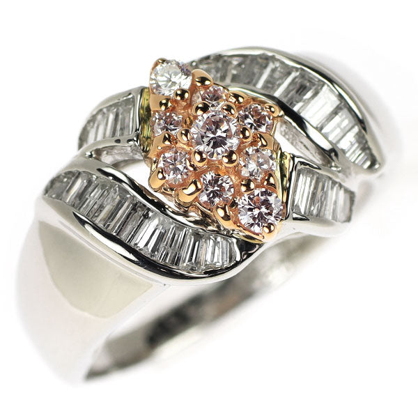Pt900/K18PG 天然ピンク/カラーレス ダイヤモンド リング 1.00ct