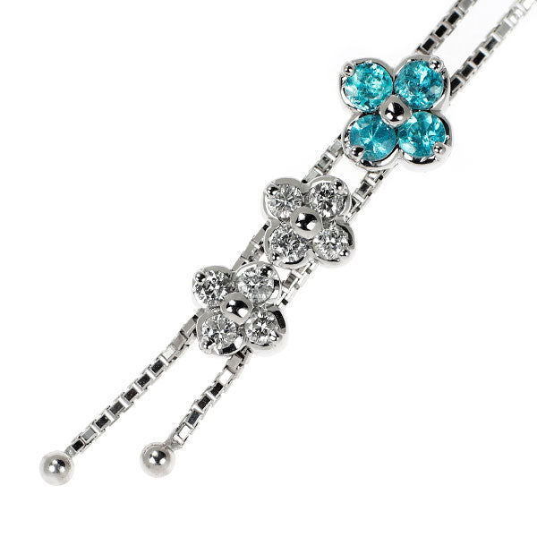 希少 K18WG ブラジル産パライバトルマリン ダイヤモンド ペンダントネックレス 0.26ct 0.22ct スライド Yデザイン 2way