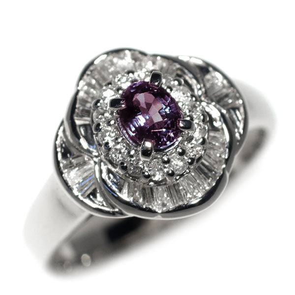 希少 Pt900 アレキサンドライト ダイヤモンド リング 0.33ct D0.41ct