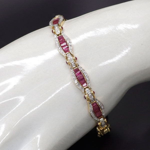K18YG/WG ルビー ダイヤモンド ブレスレット 9.40ct D0.68ct