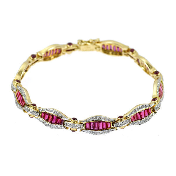 K18YG/WG ルビー ダイヤモンド ブレスレット 9.40ct D0.68ct