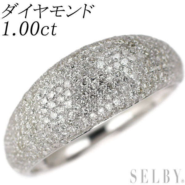 K18WG シングルカット ダイヤモンド リング 1.00ct マイクロパヴェセッティング