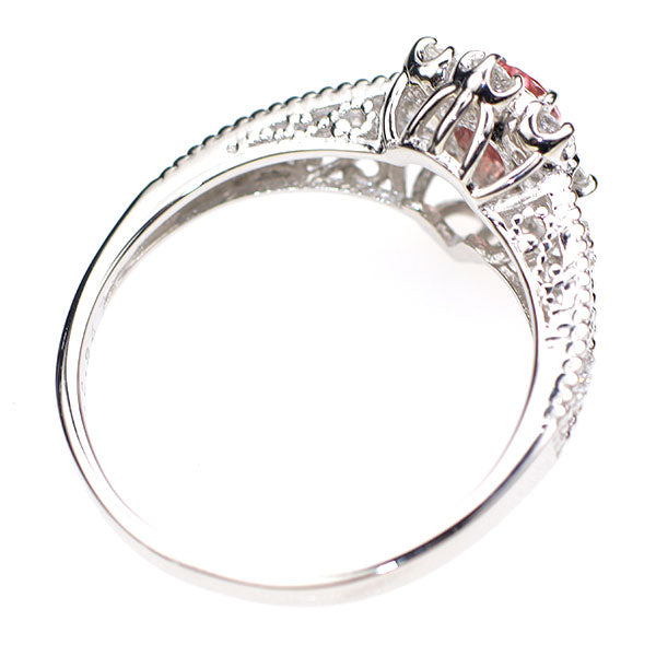 Pt900 パパラチアサファイア ダイヤモンド リング 0.267ct D0.24ct