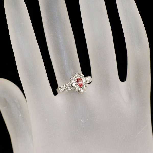 Pt900 パパラチアサファイア ダイヤモンド リング 0.267ct D0.24ct