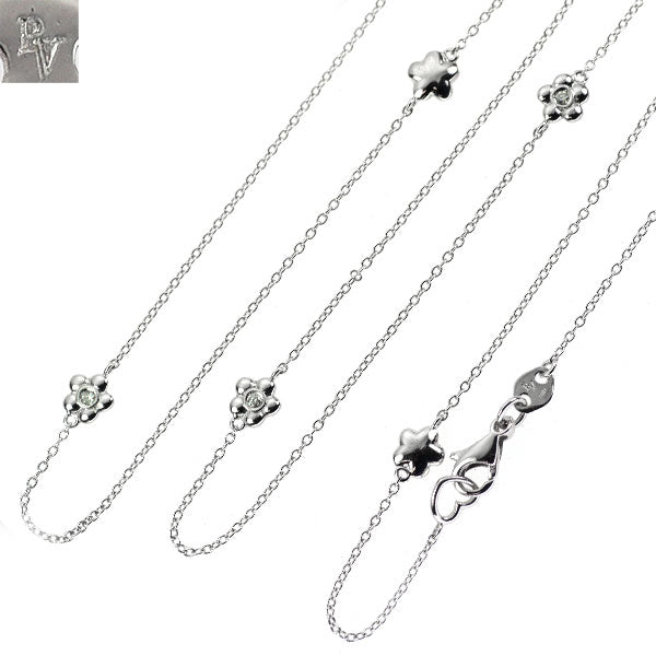 ポンテヴェキオ K18WG ダイヤモンド ロングステーション ネックレス 0.18ct 104cm フラワー