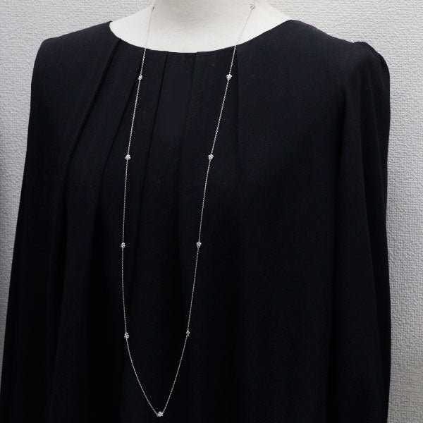 ポンテヴェキオ K18WG ダイヤモンド ロングステーション ネックレス 0.18ct 104cm フラワー