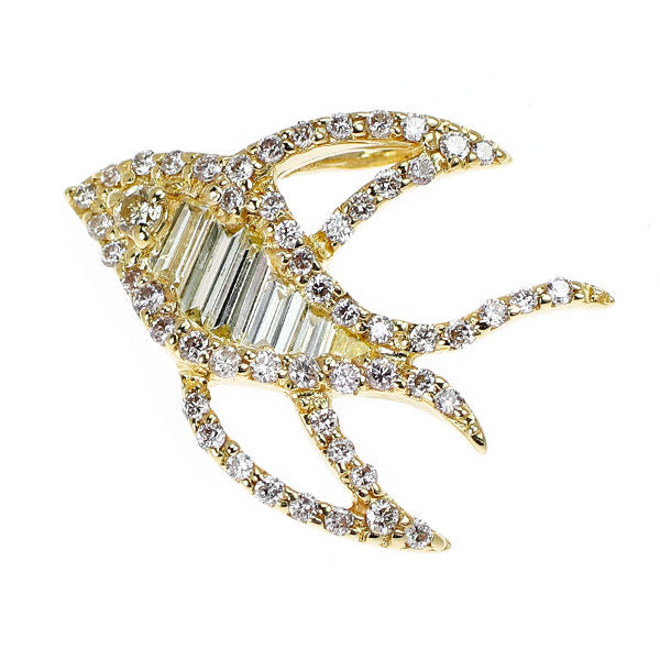 K18YG バケットカット ダイヤモンド ペンダントトップ 0.18ct D0.20ct