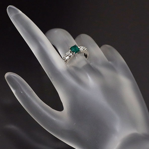 クレサンベール Pt950 エメラルド ダイヤモンド リング 0.63ct D0.28ct