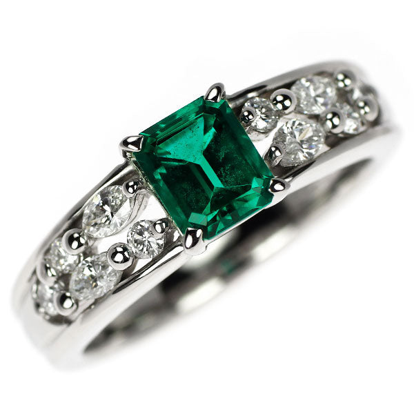 クレサンベール Pt950 エメラルド ダイヤモンド リング 0.63ct D0.28ct