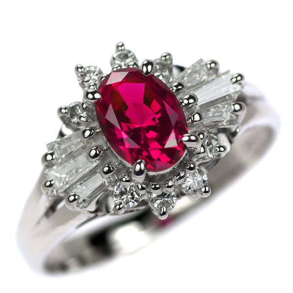 クレサンベール Pt900 ルビー ダイヤモンド リング 1.01ct 0.44ct