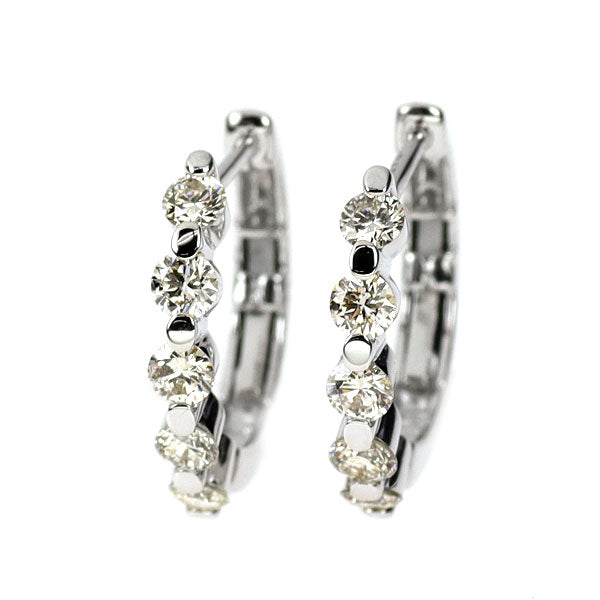 K18WG ダイヤモンド ピアス 0.50ct フープ