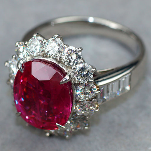 PT900ルビーリング Pt900 ルビー ダイヤモンド リング 7.25ct D2.658ct — セルビー