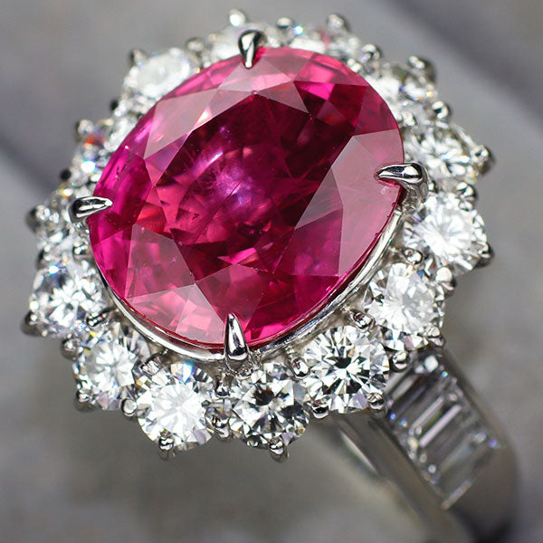 Pt900 ルビー ダイヤモンド リング 7.25ct D2.658ct