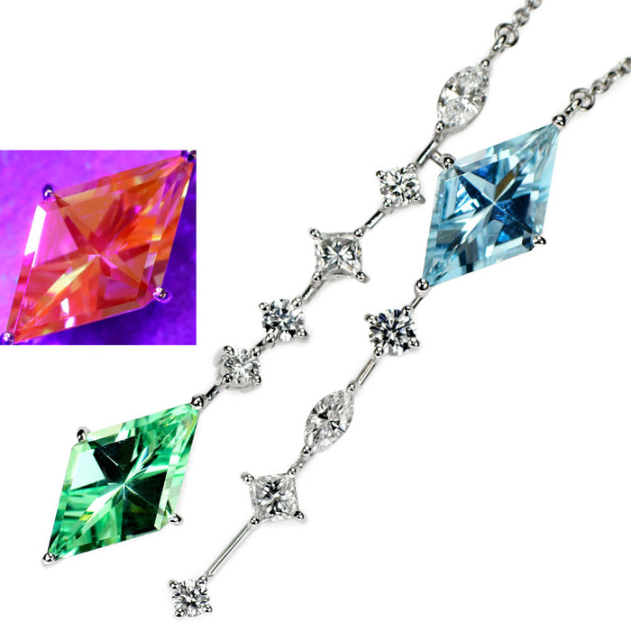 ミキモト K18WG ロゼンジシェイプ グロッシュラーガーネット アクアマリン ダイヤモンド ネックレス 3.18ct 2.05ct D1.22ct 《セルビー銀座店》【中古】