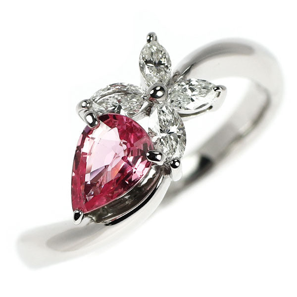 Pt900 ファンシーカラーサファイア ダイヤモンド リング 0.708ct D0.29ct