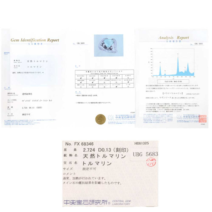 Pt900 モザンビーク産 パライバトルマリン ダイヤモンド リング 2.724ct D0.13ct