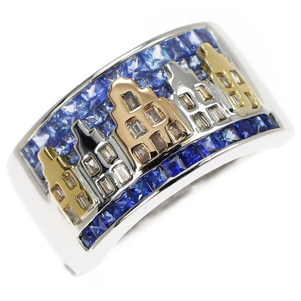 K18YG/WG/PG サファイア ダイヤモンド リング 1.43ct D0.22ct