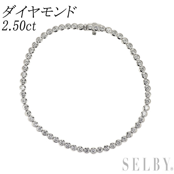 K14WG/ Pt900 ダイヤモンド ブレスレット 2.50ct テニス