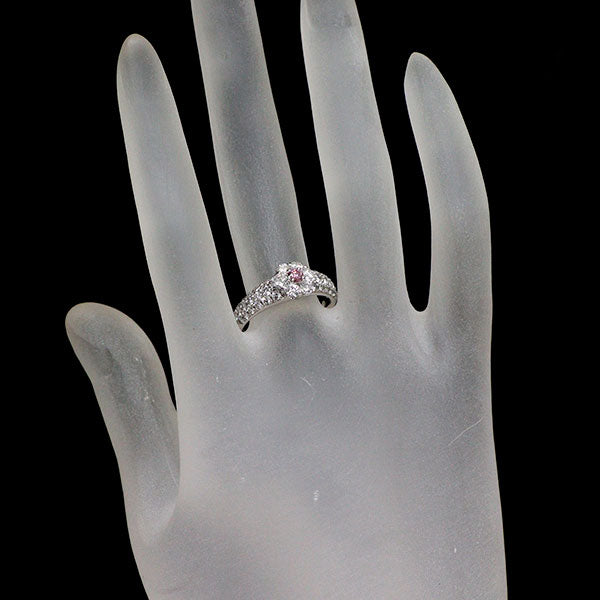 モニッケンダム 希少 Pt900 天然ピンクダイヤモンド リング 0.095ct FIPP SI2 D1.16ct フラワー